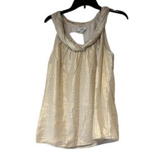 Loft Rope Neck Sleeveless Tank - Cream/Gold Shimmer - Lined - Medium